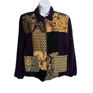 Vintage Julia Kim Patchwork Blazer Size 4 Art To Wear Boho Regal Eclectic Unique